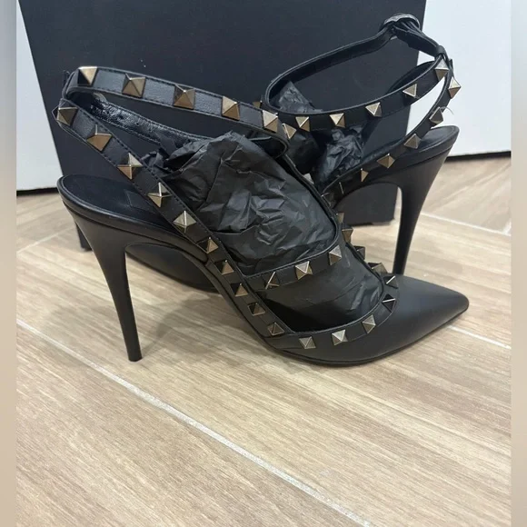 Valentino Garavani Noir 100MM Rockstud Slingback - Picture 7 of 16